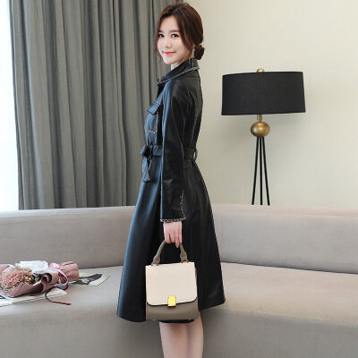 Tao Ting Li Na Women New Fashion  Genuine Real Sheep Leather Trench R40