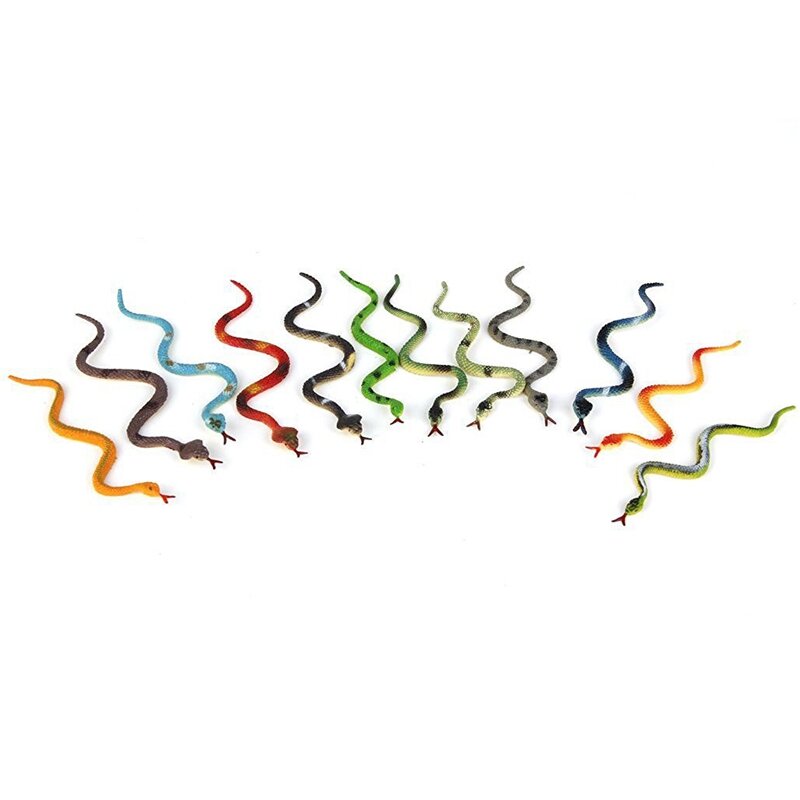 Giocattolo modello serpente animale rettile in plastica 12 pezzi multicolore
