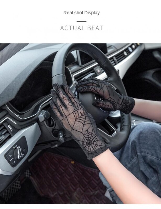 Lace Gloves New Personality Lace Finger Gloves Ladies Sexy Riding And Driving Outdoor Sunscreen Spider Web Gloves A444