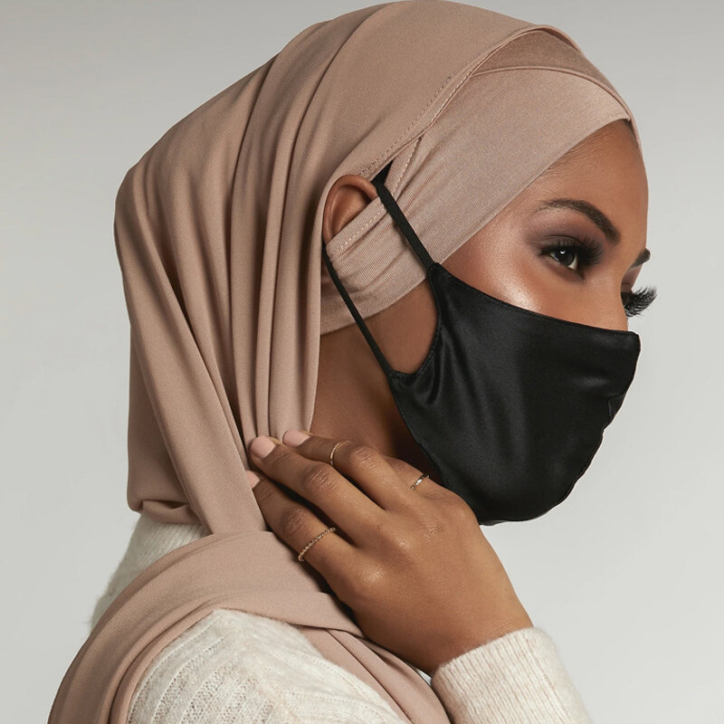 2021 New Cotton Earhole Instant Underscarf Elastic Breathable Muslim Inner Hijabs Cross Forehead Female Headscarf Turban Bonnet