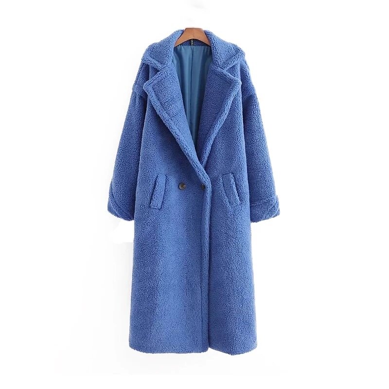 Long Teddy Bear Jacket Coat Women Winter 2022 Thick Warm Oversized Chunky Outerwear  Female Overcoat Faux Fur Coats