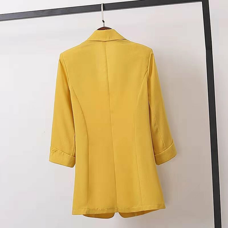 Модная женская куртка однотонная желтая черная хлопковая ткань Свободное пальто оверсайз Новинка весна-лето куртки 2023 женский костюм OL