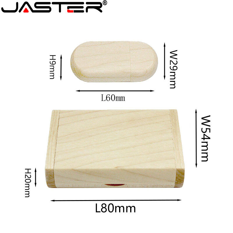 JASTER-thumb drive USB 2,0 de almacenamiento externo, regalo de fotografía, 4GB/8GB/16GB/32GB/64GB, 5 unidades, logotipo gratis, usb de madera + caja, envío gratis