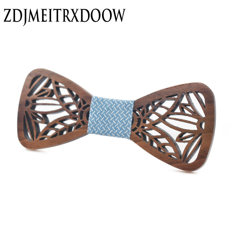 New Arrival drewno wydrążone łuk krawaty dla mężczyzn garnitury ślubne muszka drewniana kształt motyla liście Bowknots Gravatas Slim Cravat
