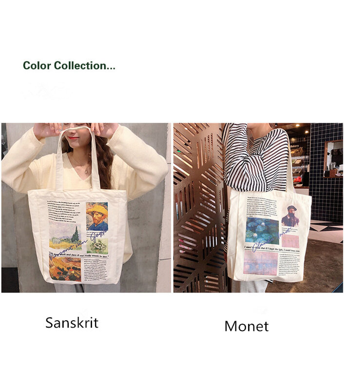Van Gogh Monet Women's Shoper Bag Harajuku Oil Painting Shoulder Tote Bags High Capacity Eco Canvas Bag Handbag bolsa feminina
