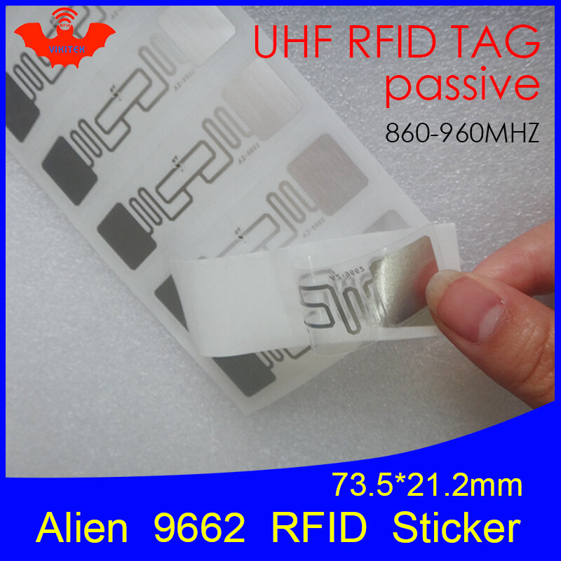 Etiqueta Adhesiva RFID UHF Alien 9662, incrustación húmeda, 915mhz, 900, 868mhz, 860-960MHZ, Higgs3, EPCC1G2, 6C, etiquetas RFID pasivas inteligentes