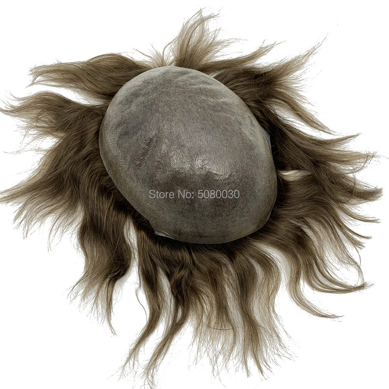 Мужской парик из натуральных волос с невидимым узлом, 100% евро-сенсорный парик из человеческих волос