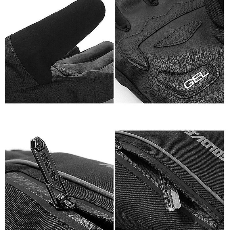 Зимние водонепроницаемые перчатки для катания на лыжах с сенсорным экраном, толстые термозащитные карманные нескользящие перчатки для катания на лыжах и сноуборде