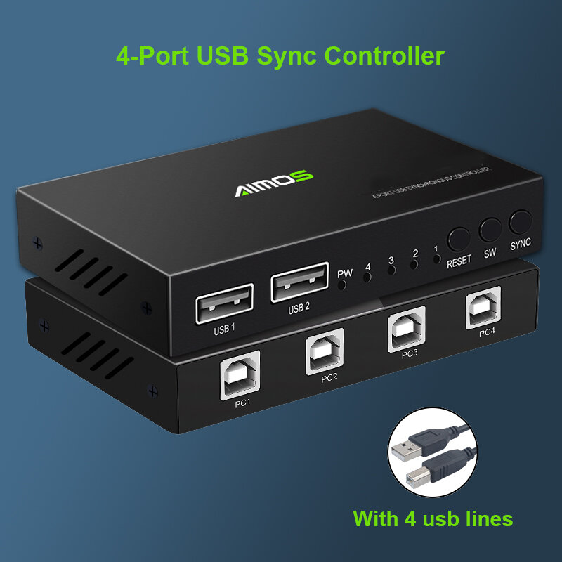 4พอร์ต USB KVM Switcher Splitter กล่องสำหรับ4 PC สวิทช์ Splitter Sharing เครื่องพิมพ์เมาส์คีย์บอร์ด USB PC กล่องสวิทช์จอแสดงผลวิดีโอ
