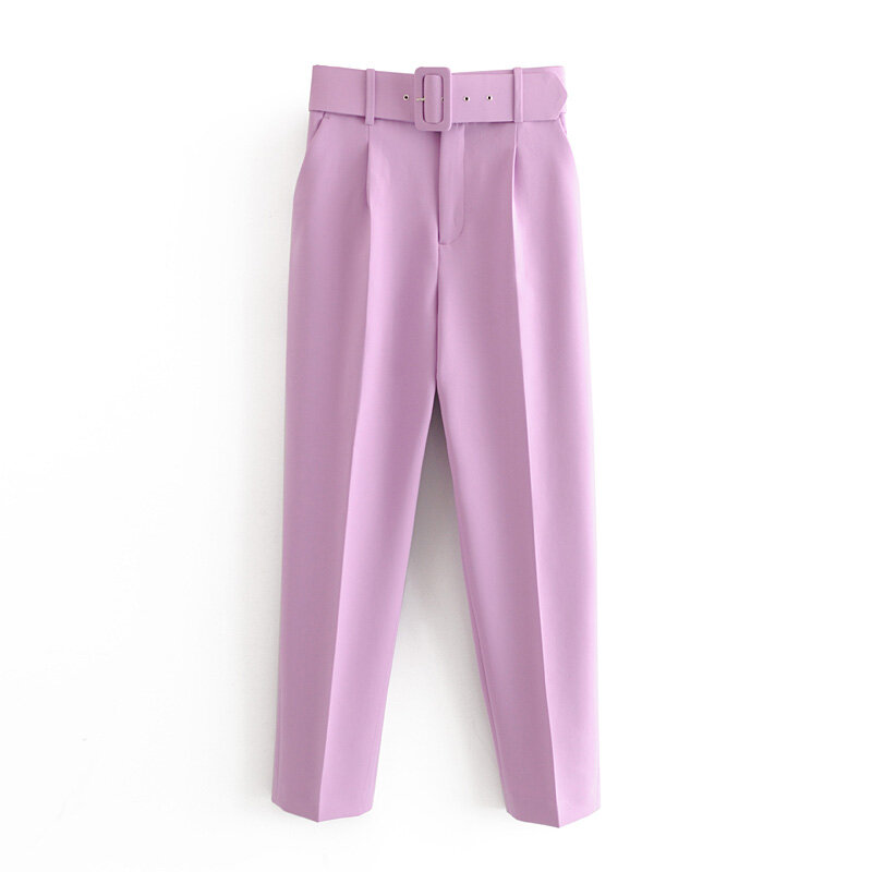 Withered england style office lady candy solid color high waist suits pants women pantalones mujer pantalon femme trousers women