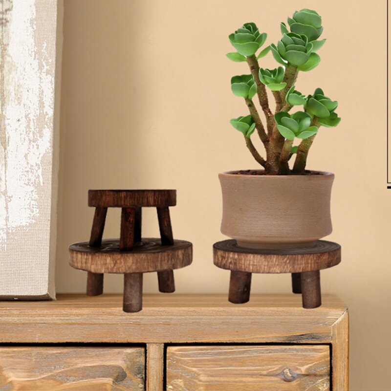 Panca rotonda in legno massello portavaso per piante e succulente vaso da fiori Base espositore sgabello giardino domestico Patio Decor
