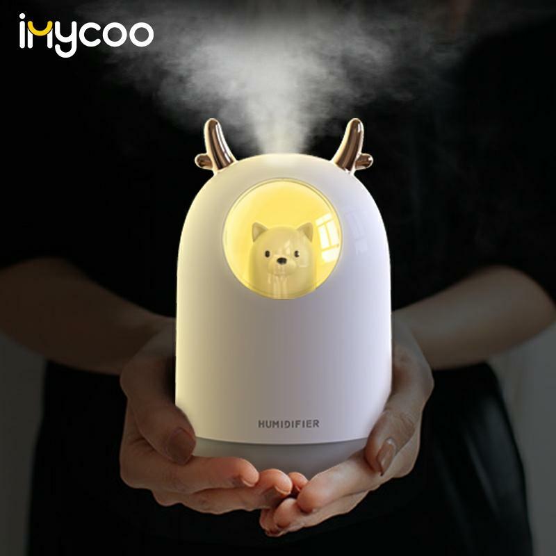 Umidificador de ar ultrassônico 300ml com aroma, difusor de óleo essencial, névoa fria, umidificador com lâmpada led colorida, pet