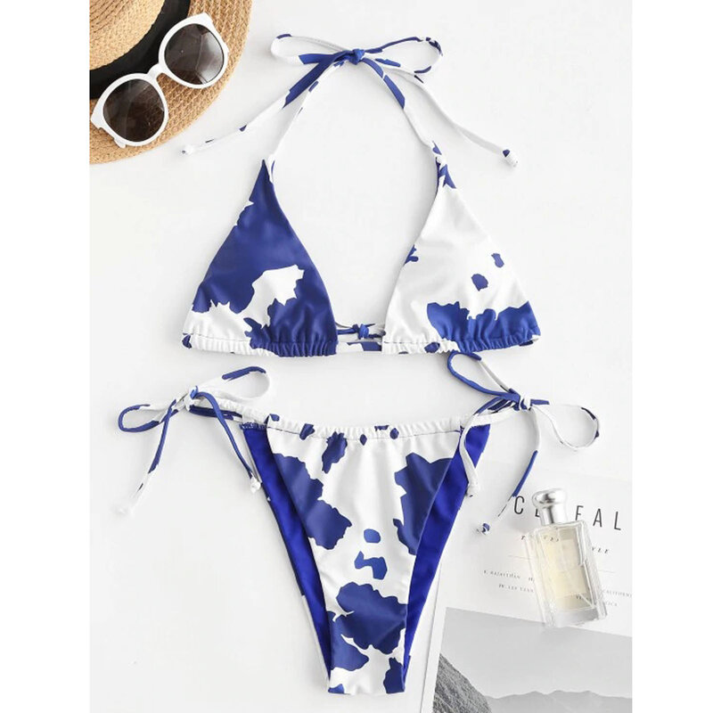 Hot Sale Women Two Piece Cow Print Split Sets Plus Size Beachwear Swimsuit Bikini bikini push up maillot de bain femme saida de