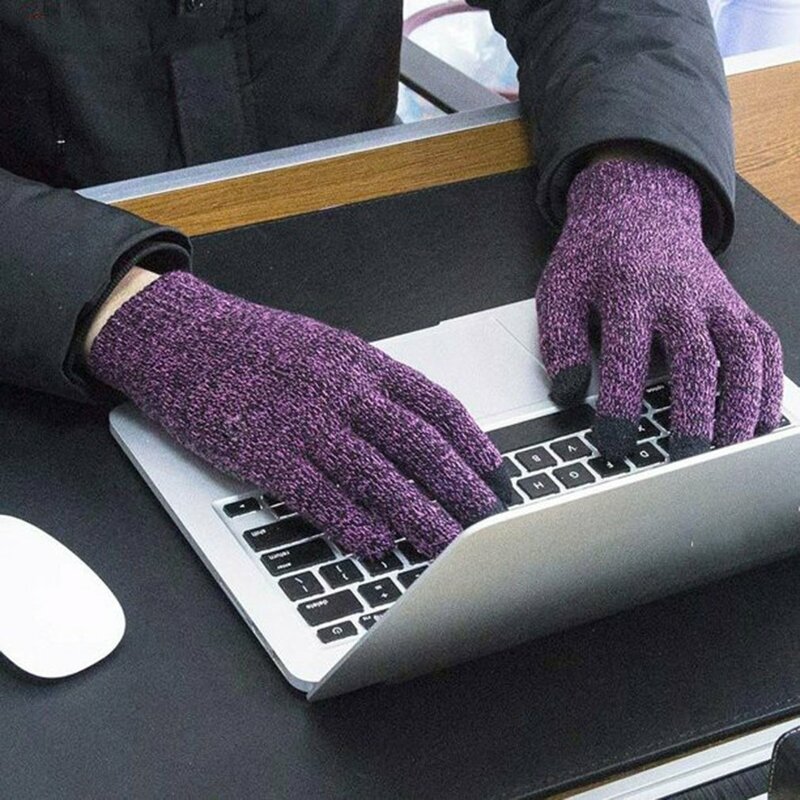 Новые Вязаные перчатки для сенсорных экранов, зимние, Осенние, мужские, женские, утепленные, шерстяные рукавицы, уличные, Нескользящие, теплые, горячая распродажа