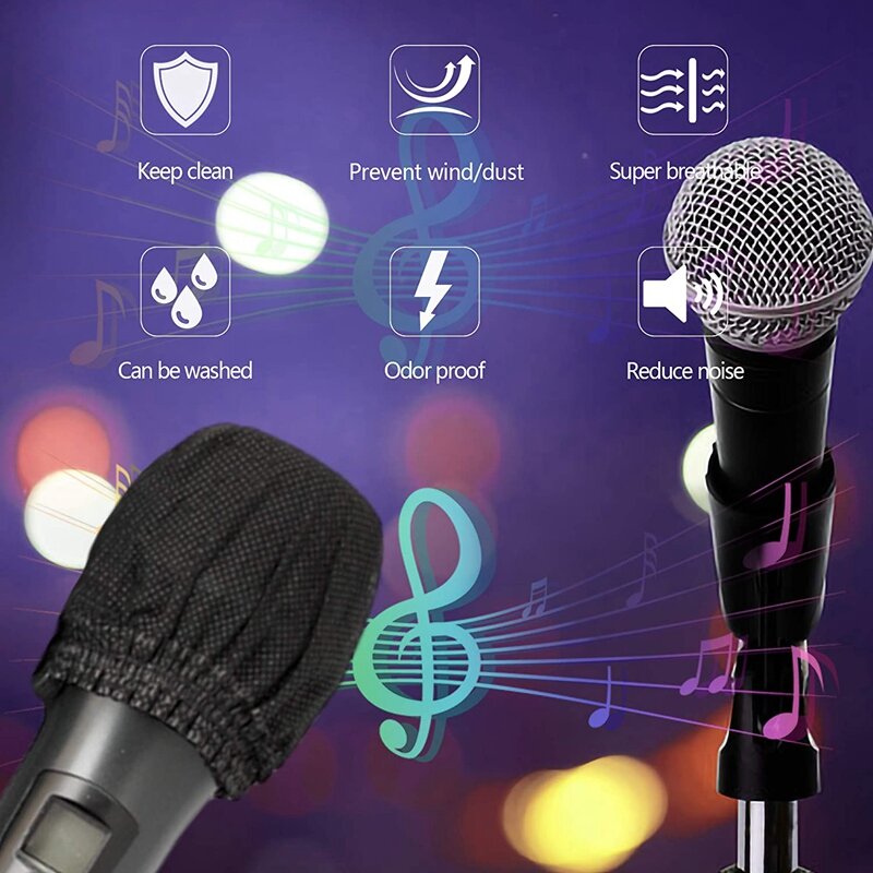 Fundas desechables para micrófono, cubiertas para micrófono de parabrisas, tapa protectora para micrófono de mano para Karaoke, 100 Uds.