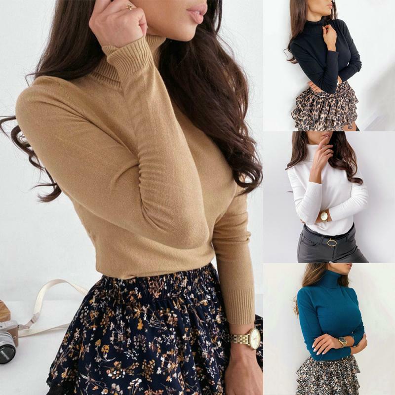 Женские свитера 2021, весенние топы, тонкий пуловер, вязаный женский свитер с высоким воротником и длинным рукавом, мягкие полосатые повседневные женские свитера