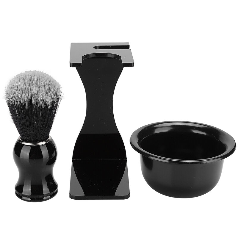 Brocha de afeitar para Barba para hombre, soporte para cuenco, limpieza de barba, instrumento para estilo de cabello, 3 uds.