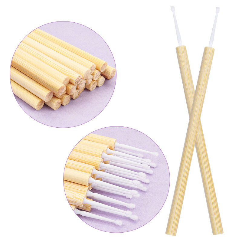 Varitas de bambú para limpieza de pestañas, cepillo de maquillaje, removedor de pestañas, aplicadores de hisopo limpio, 50 unidades