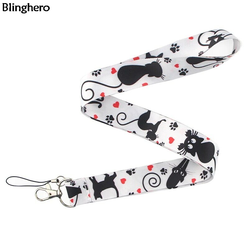 Blinghero – lanière de cou imprimée de chats mignons, support de téléphone pour clés, accessoires pour enfants, femmes et hommes, sangles de cou élégantes, cordes suspendues BH0179