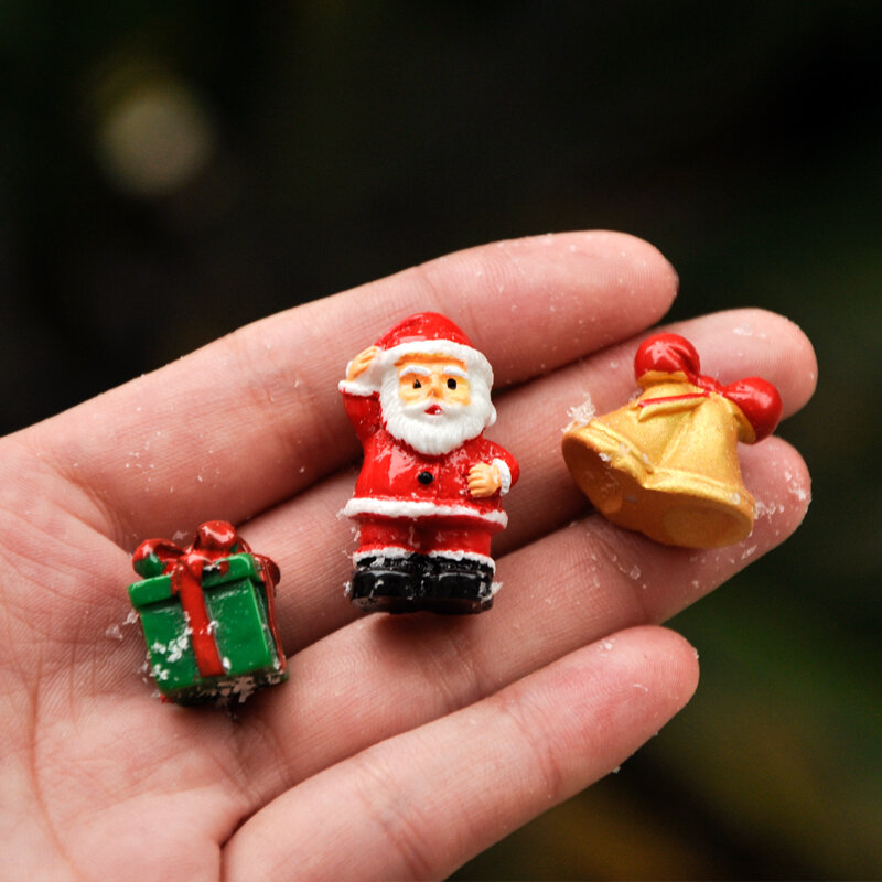 BAIUFOR-تماثيل عيد الميلاد المصغرة ، سانتا كلوز ، رجل الثلج ، تررم ، ملحقات ، صندوق هدايا ، تماثيل حديقة الجنية ، ديكور بيت الدمى