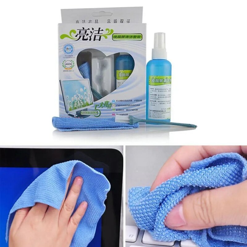 Laptop Monitor Cleaning Kit Lcd Mobile Phone Screen Cleaner Cleaning Three-piece Brush Set Liquid Keyboard Cleaning Cloth V6H5