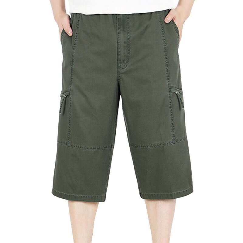 Letnie męskie spodnie 6XL talia 140cm 5XL bawełniane spodnie długości łydki męskie 4 kolory