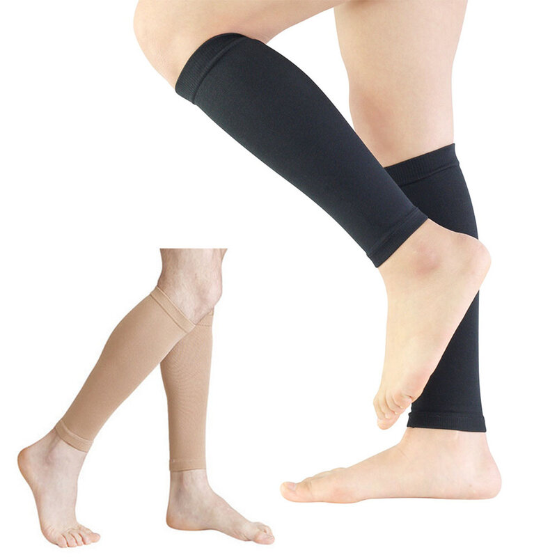 Calentador de piernas deportivo Unisex, calcetines de compresión sin pies negros para correr, manga de compresión para aliviar la circulación de venas varicosas