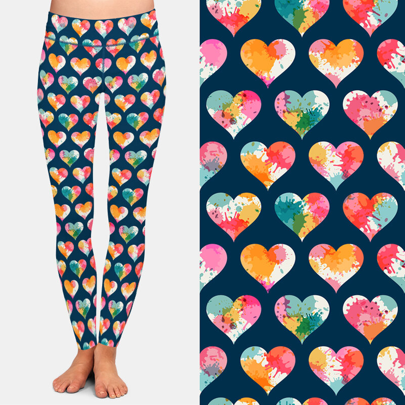 Letsfind 2021 moda 3d doce teste padrão dos namorados e corações imprimir mulheres leggings de cintura alta aptidão macio leggings