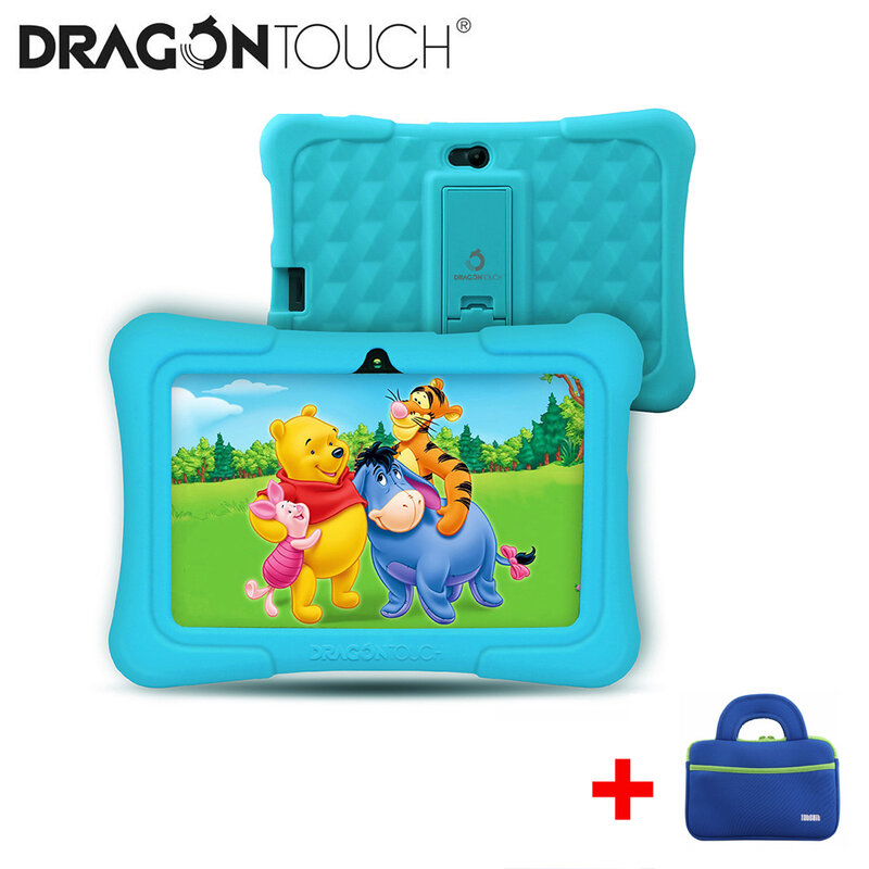 Детские планшеты DragonTouch Blue Y88X Plus, 7 дюймов, 16 ГБ, четырехъядерный процессор, Android 8,1 + сумка для планшета + Защитная пленка для экрана, Детский планшетный ПК