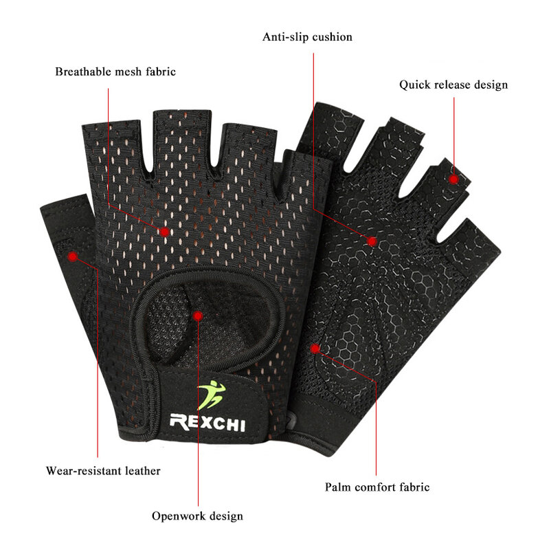 Guantes deportivos para levantamiento de pesas, guantes de medio dedo para gimnasio, ciclismo al aire libre, 1 par