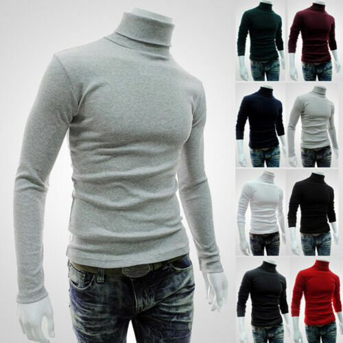 Homens de gola alta pulôver manga longa camisola jaqueta jumper malha regular causal tops bottoming camisa