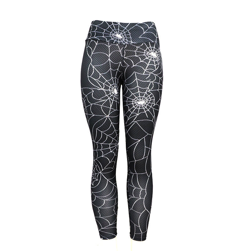Drukowanie Spider web spodnie sportowe wysokiej talii spodnie do biegania jogi siłownia trening Fitness legginsy dla kobiet Pantalones deportivos