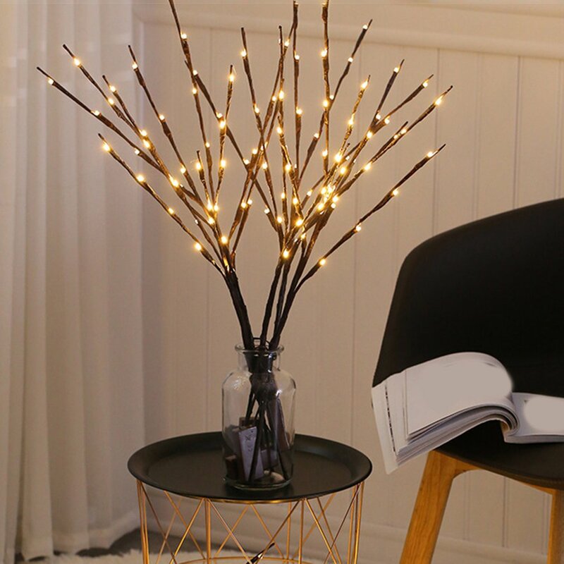 Lampe LED en forme de branche de saule à piles, luminaire décoratif d'intérieur, idéal pour une fête ou des vacances