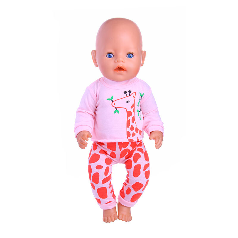 Handmade Crew Neck Pajamas For 18Inch American Doll Accessory Girl 43 cm Baby Born Clothes 43 cm Doll Accessories Our Generation