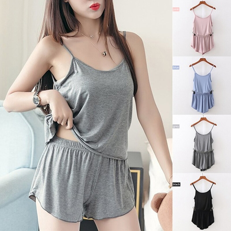 Women's Casual Camisole + Shorts Outfit Outwear Set Fashion Women Girls Clothes Set