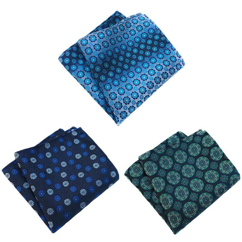 3 Packs Men’s Classic Colorful Floral Pocket Square Handkerchief Wedding Hanky BWTHZ0363