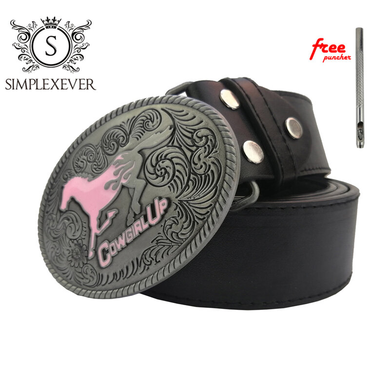 Mens' Belt Buckle Western Fashion Horse Belt Buckle Cowgirl Up Silver Belt Buckle with Belt Drop Shipping