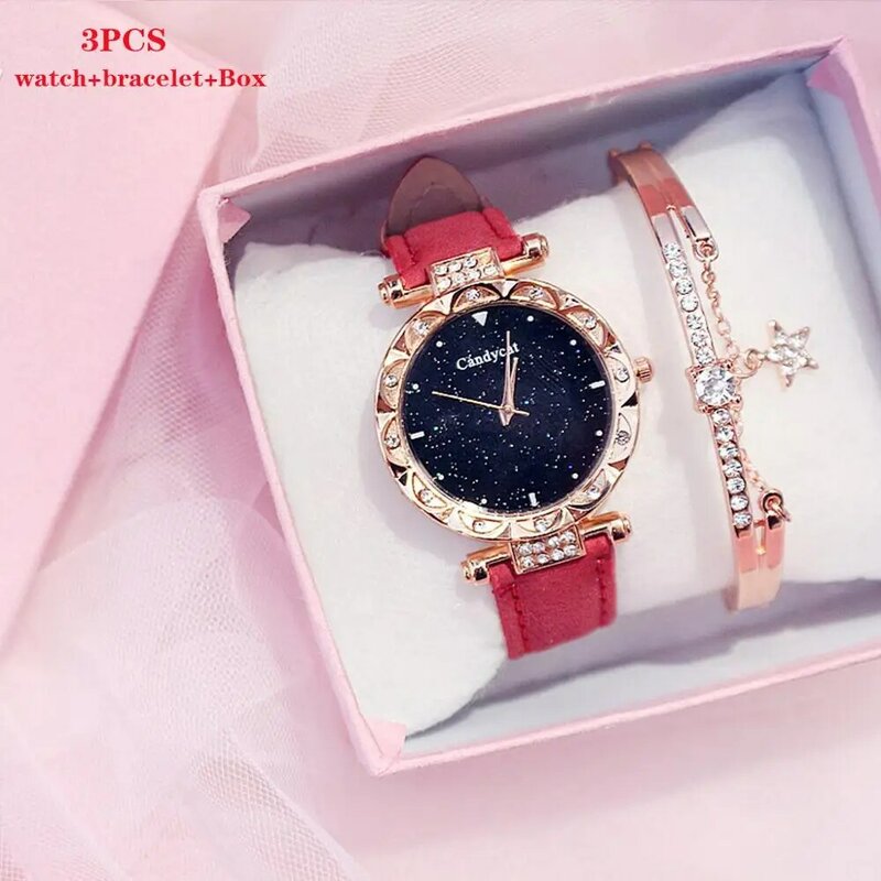 2020 mulheres relógios moda céu estrelado relógio de quartzo senhoras relógios pulseira definir para feminino relógio de pulso feminino reloj mujer