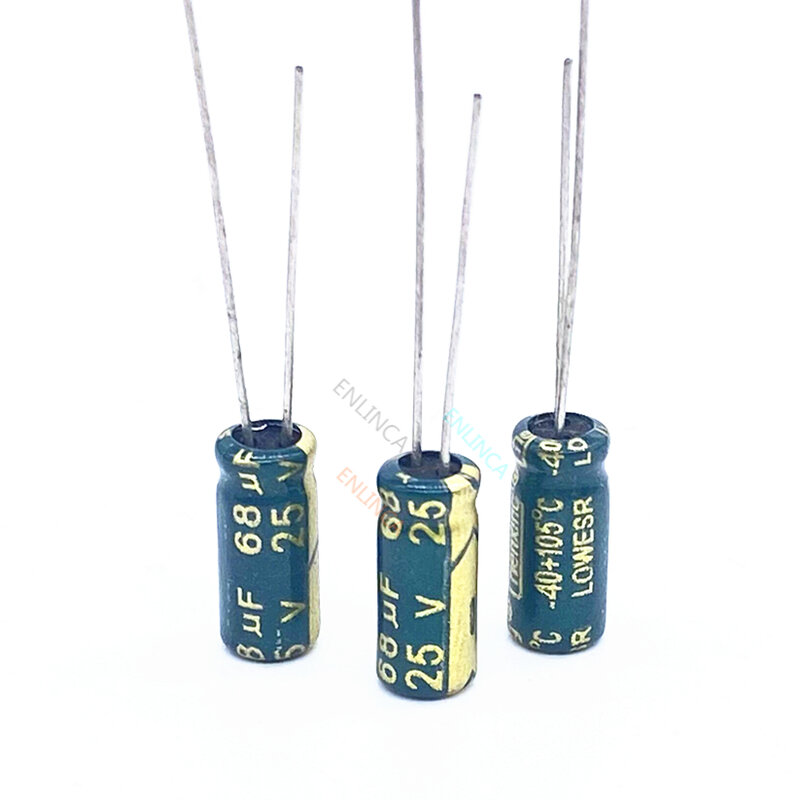 6 pçs/lote 25V 68UF Low ESR/Impedância de alta freqüência capacitor eletrolítico de alumínio tamanho 5*11 68UF25V 20%