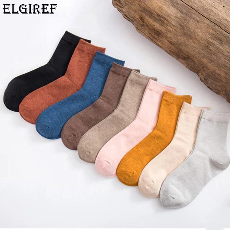 5 pares primavera meias femininas harajuku sólido fino doce cor colorido fibra de bambu meias conforto senhoras meias femininas meias
