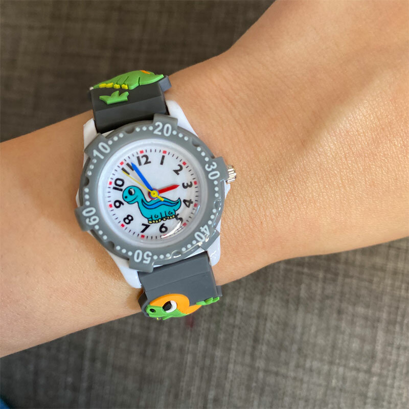 Relojes de pulsera deportivos para niños y niñas, cronógrafo de cuarzo luminoso con dibujo de dinosaurio tirano en 3D, ideal para fiestas de cumpleaños