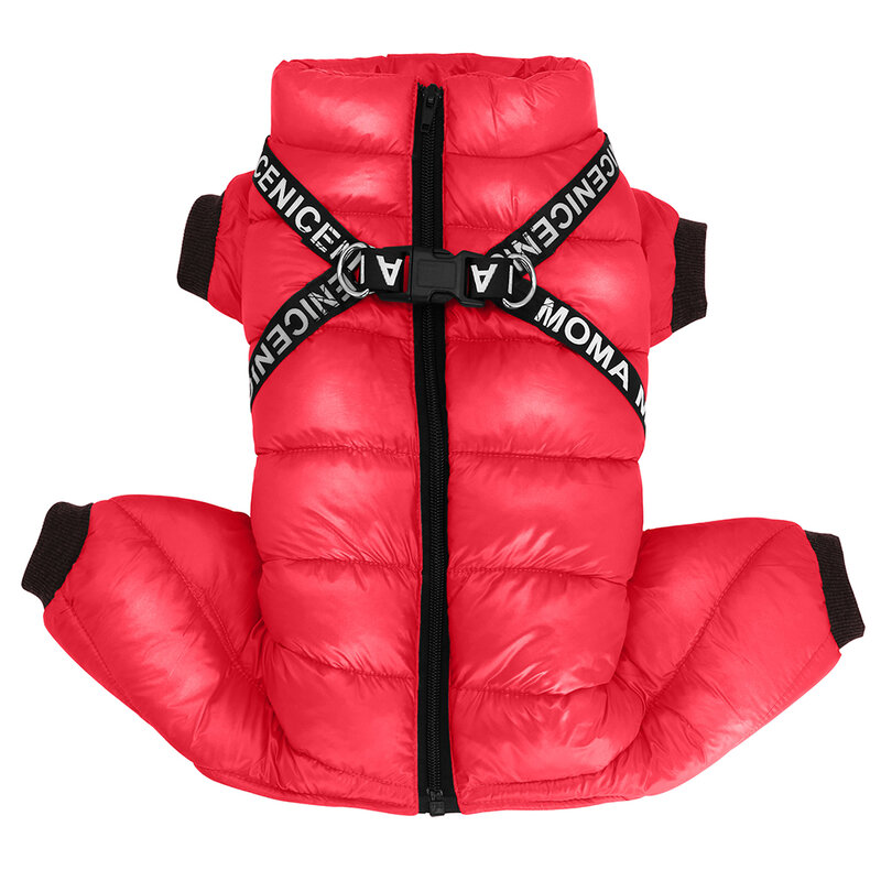 犬のための超暖かい防水ジャケット,冬の服,子犬のためのハーネス付きの暖かいスーツ,中小サイズ