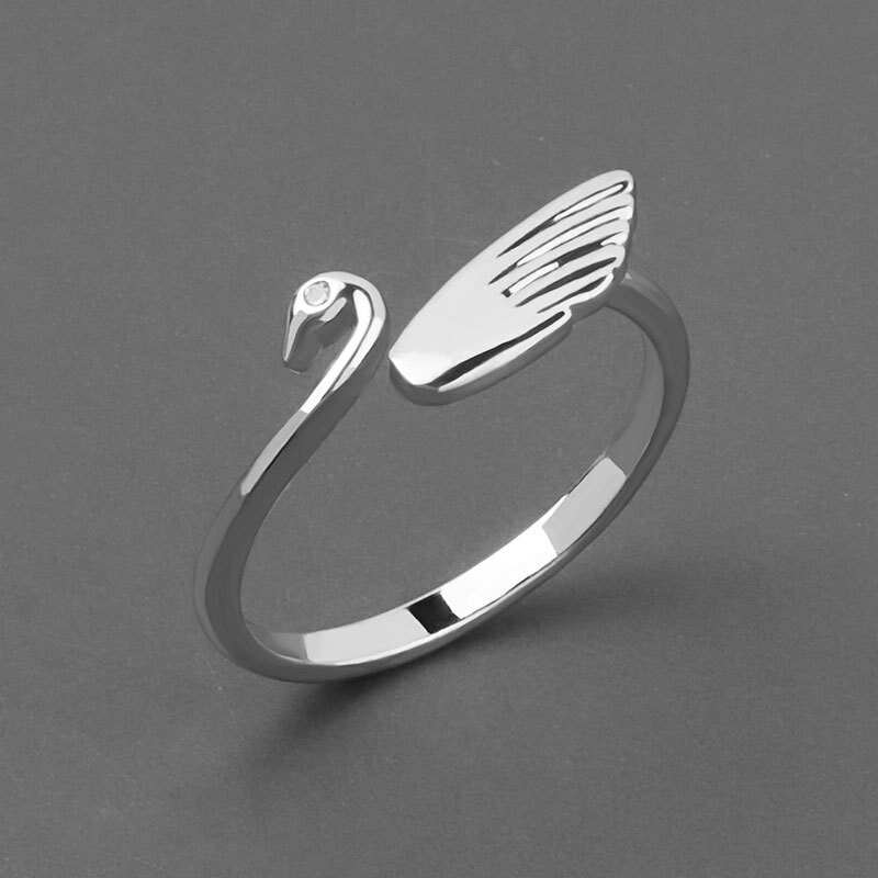 100% 925 Sterling Silver otwarty pierścień dla kobiet liść Retro ptak Trendy biżuteria prezent urodzinowy Anillos Bijoux