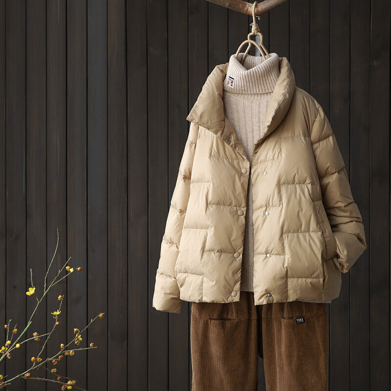 Jaket Down wanita musim dingin, jaket Puffer wanita, mantel hangat ringan ramping, atasan kasual Parka ukuran Plus untuk wanita musim dingin 2024