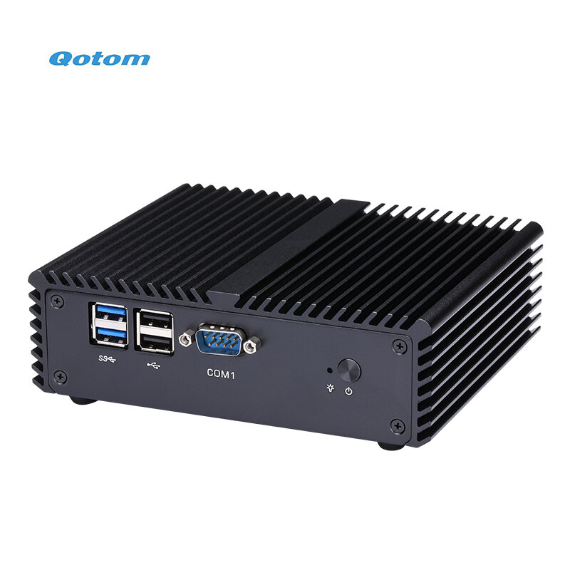 Qotom Mini PC Core I3-4005U Bộ Vi Xử Lý Trên Tàu 2 Nhân 1.7 GHz, Thiết Kế Không Quạt Dual LAN 4 RS-232