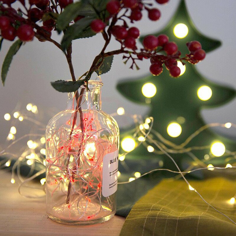 Cadena de luces LED de alambre de cobre de 2M, iluminación de vacaciones, hadas para guirnalda de árbol de Navidad, lámpara de decoración de fiesta de boda