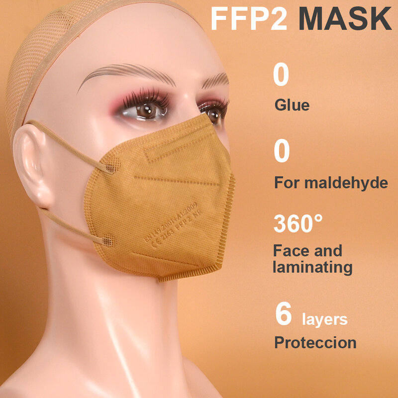 Mascarilla facial ffp2 KN95 de 6 capas, máscara protectora con filtro, respirador, antipolvo, color negro