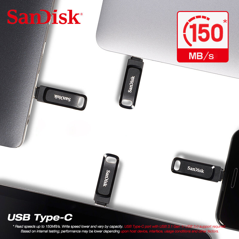Sandisk Dual OTG SDDDC3 USB 3.1 Type-C Pen Drive 256GB 128GB 64GB 32GB USB Stick Flash Type C memory Storage for smartphones/PC