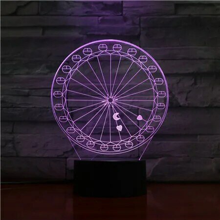 Luz nocturna para Noria, lámpara de 7 colores 3D USB, cambio de rueda, luz Led de noche, lámpara de escritorio, regalo de Año Nuevo, decoración del hogar, regalo 1448