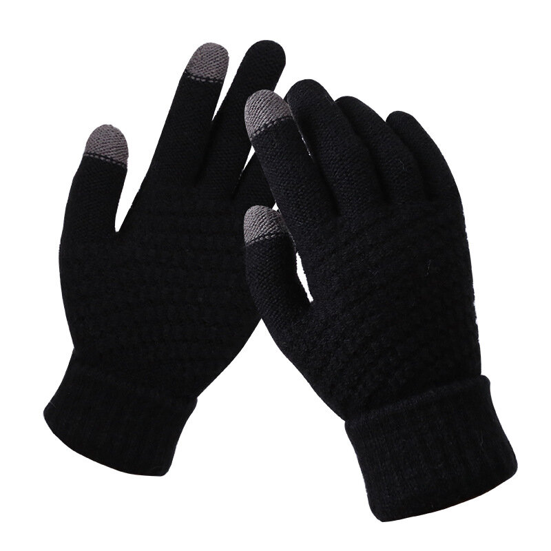Женские зимние теплые вязаные перчатки с имитацией шерсти